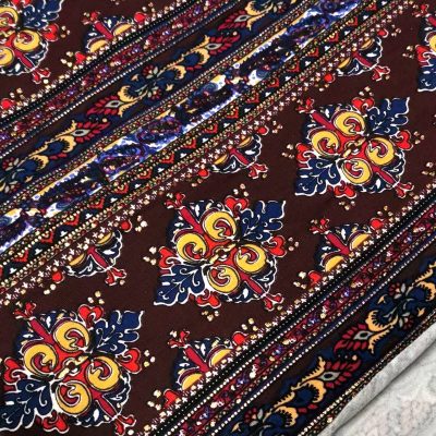 DESTASH - Cotton Lycra 200gms (1m60 x 1m50wide) - Imported Multicolor Design with Gold Foil