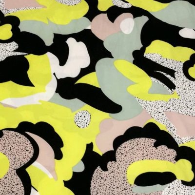 DESTASH - Viscose Spandex Lycra - Abstract Yellow Floral Design