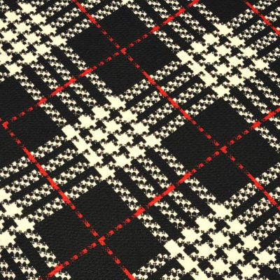 DESTASH - Thick Ponti Jaquard Knit - Black & Red Tartan Design
