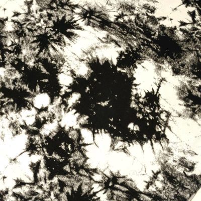 DESTASH - Cotton Lycra 220gms (1m x 1m80wide) - Imported - Black Tye Dye Design