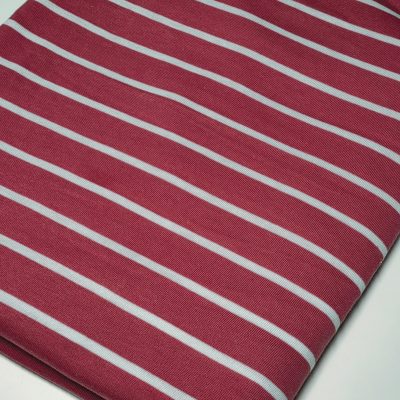 Cotton Knit - Cerise Pink & White Stripes