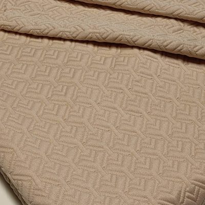 DESTASH - Thick Ponti Jaquard Knit (1m70 x 1m60wide) - Seamless Tribal Pattern on Pale Dusty Pink