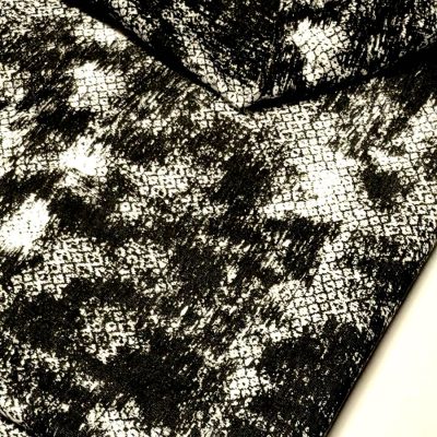 DESTASH - Ribbed Lycra (Cotton) 1m x 1m50wide - Black & White Mock Pattern