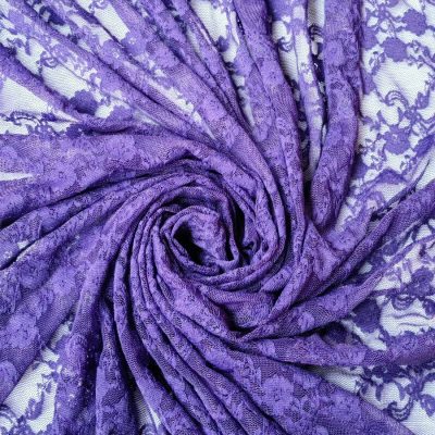 Bridal Stretch Lace - Lavender Flowers