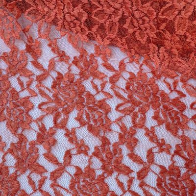 Bridal Stretch Lace - Sunset Orange Flowers