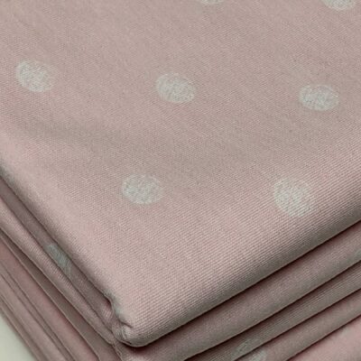 DESTASH - Cotton Knit Precuts (90cm x 1m60) - Light Pink with Polkadots