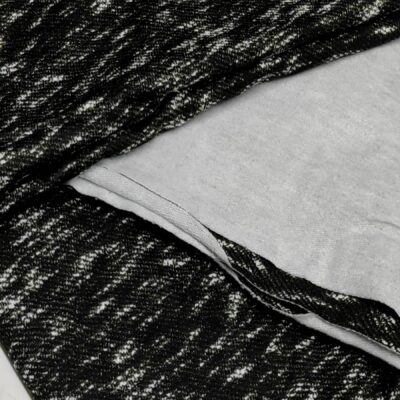 DESTASH - 100% Cotton Fleece Brushed (85cm x 1m40wide) - Black & White Melange