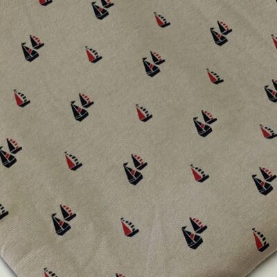 Panels (50cm x 50cm) - Cotton Knit - Sailboats on Beige