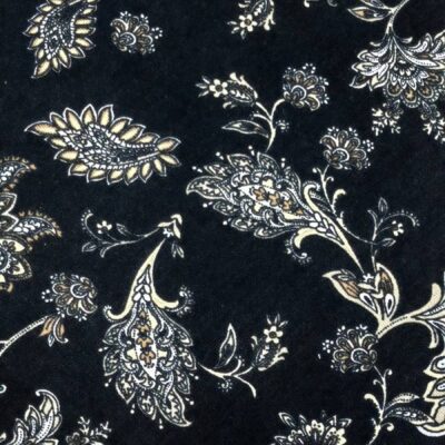 DESTASH - Cashmere Jersey knit (2meters x 1m70wide) - Black & Gold Floral Design