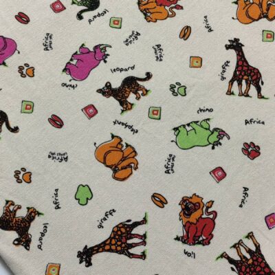 Cotton Lycra 220gms - Doodle Big Five Ilustrated