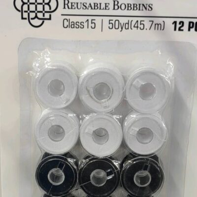 Bobbins (Pre-Wound) - Reusable Black & White 12pc
