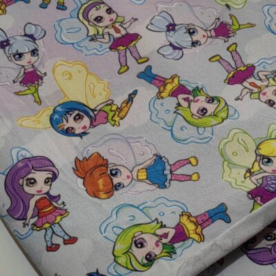 DESTASH Panels - Custom Imported Cotton Lycra 220gms (50cm x 50cm) - Multicolor Ilustrated Fairy's