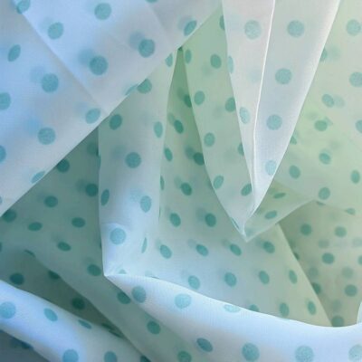 Polyester Woven Lining - Mint Polkadots