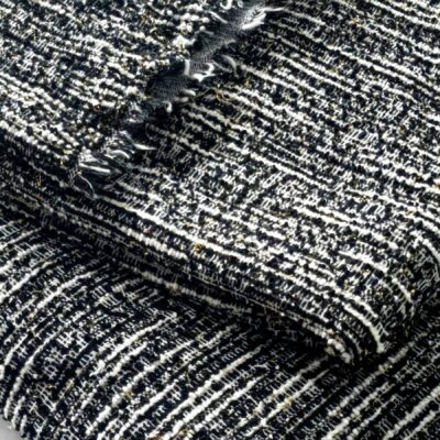 DESTASH - Jersey Knit - Thick Black & White Melange with Gold Leaf Spec
