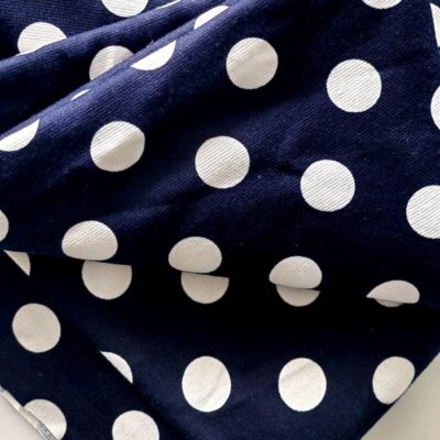 DESTASH - Ponti Roma Jaquard Knit (1m x 1m60wide) - Navy Blue with White Polkadots