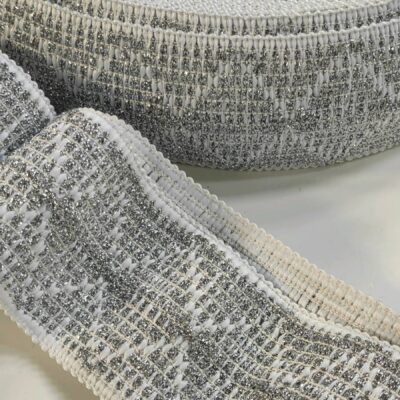 Elastic - Broad 70mm Band Elastic - Silver Glitzy