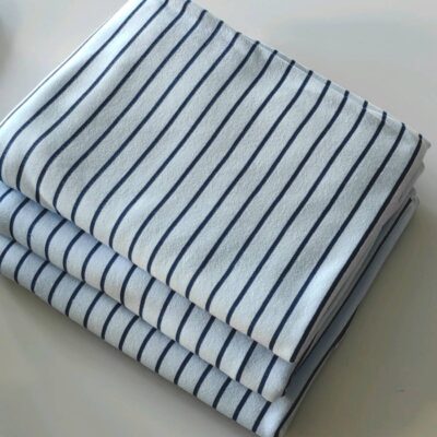 **SALE** Cotton Knit - Light Blue with Navy Stripes