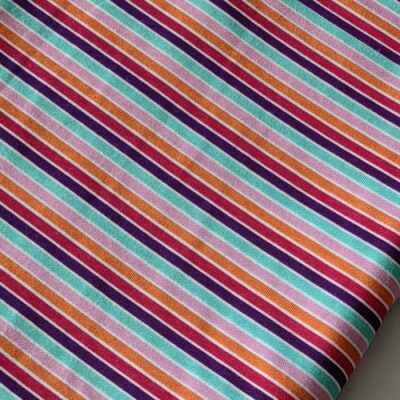 Cotton Knit - Multicolored Stripes Print