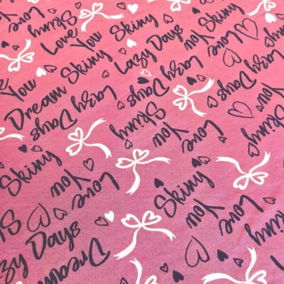 Cotton Knit - Love Hearts Print on Pink