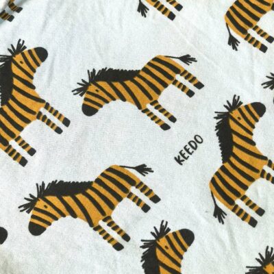 Panels - Cotton Lycra 220gms (50cm x 50cm) - Zebras on Light Blue