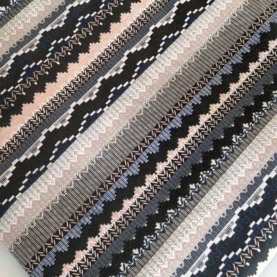 DESTASH - Ponti Roma Knit (2m80 x 1m60wide) - (Heavy Weight) - Dusty Pink Shades Chevron Print