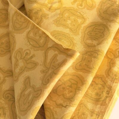 100% Cotton Fleece - Animal Kingdom Illustration - Mustard