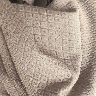 DESTASH - Thick Embossed Ponti Jacquard Knit - Beige with Embossed Pattern