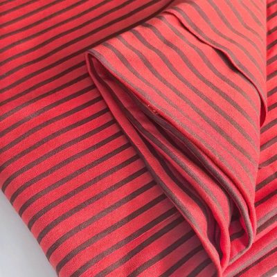 DESTASH - Ponti Knit - Rusty Red Stripes