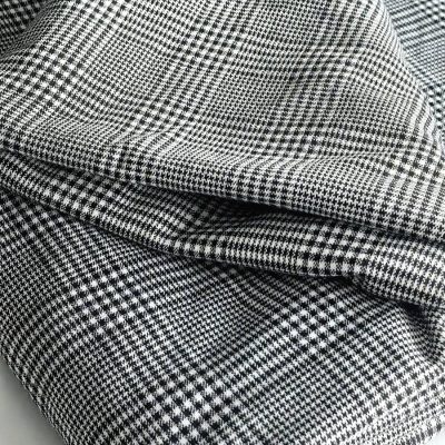 DESTASH - Ponti Jacquard Knit - Black & White Tartan Print