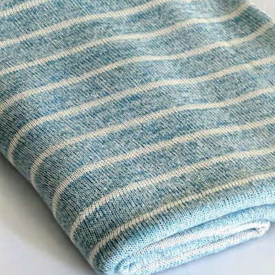 Jersey Knit - Aqua Blue Stripes