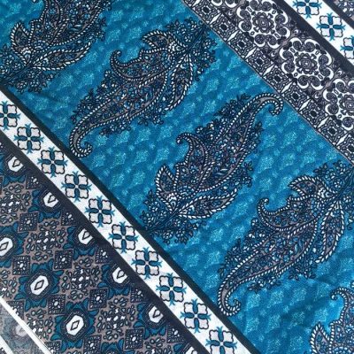 DESTASH - Viscose Lycra (3.5meters x 1m60wide) - Imported Teal Tribal Design