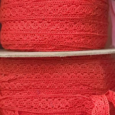 Crochet Knitted Lace Trim - Scarlet Red